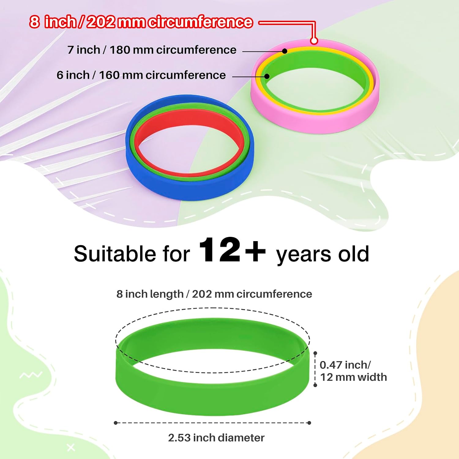 Detalle de LVNRIDS 200 PCS Silicone Wristbands: Coloured Rubber Bracelets for Events and Promotions