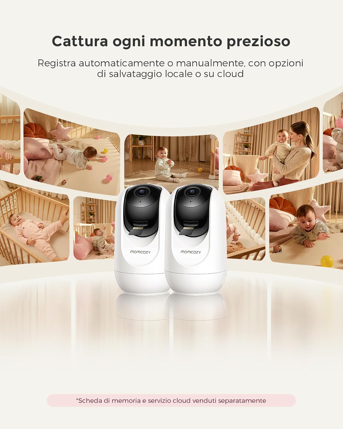 Thumbnail 5 de momcozy BM04: Sistema di monitoraggio con 2 telecamere 1080P, schermo 5" e batteria da 5000 mAh