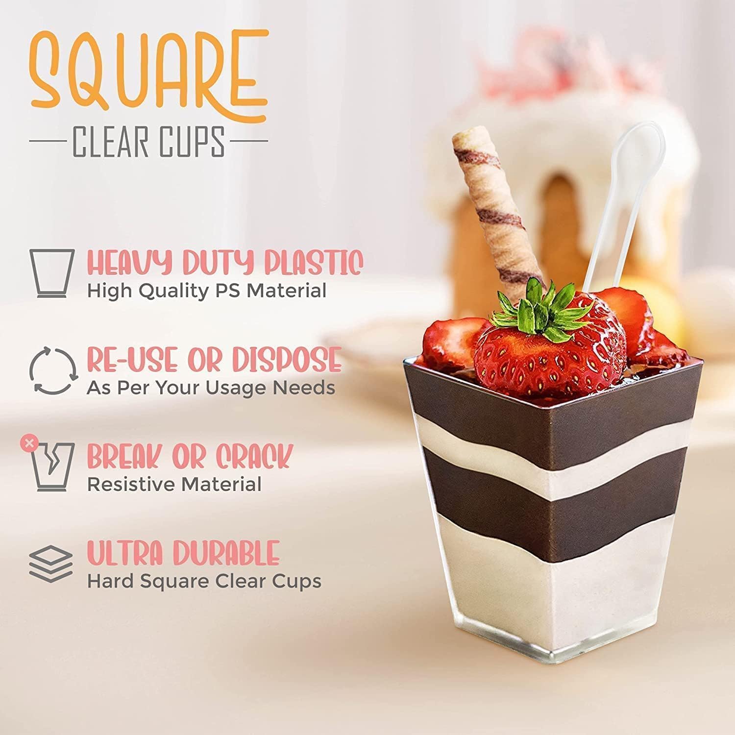 Detalle de Miluoou 2OZ-50PCS Clear Dessert Cups with Spoons, 2 oz, 50-Pack