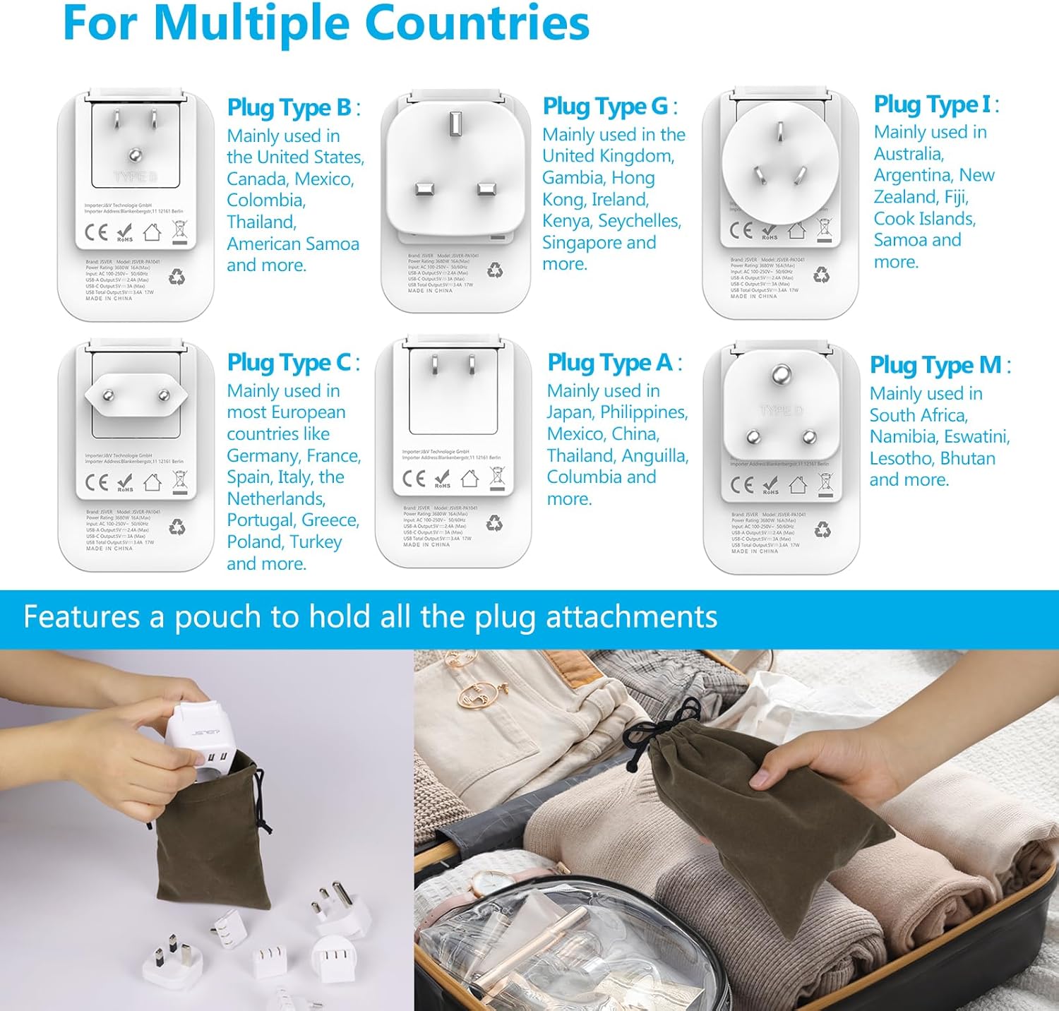 Thumbnail 1 de JSVER Adaptateur Voyage 3680 W 🔌