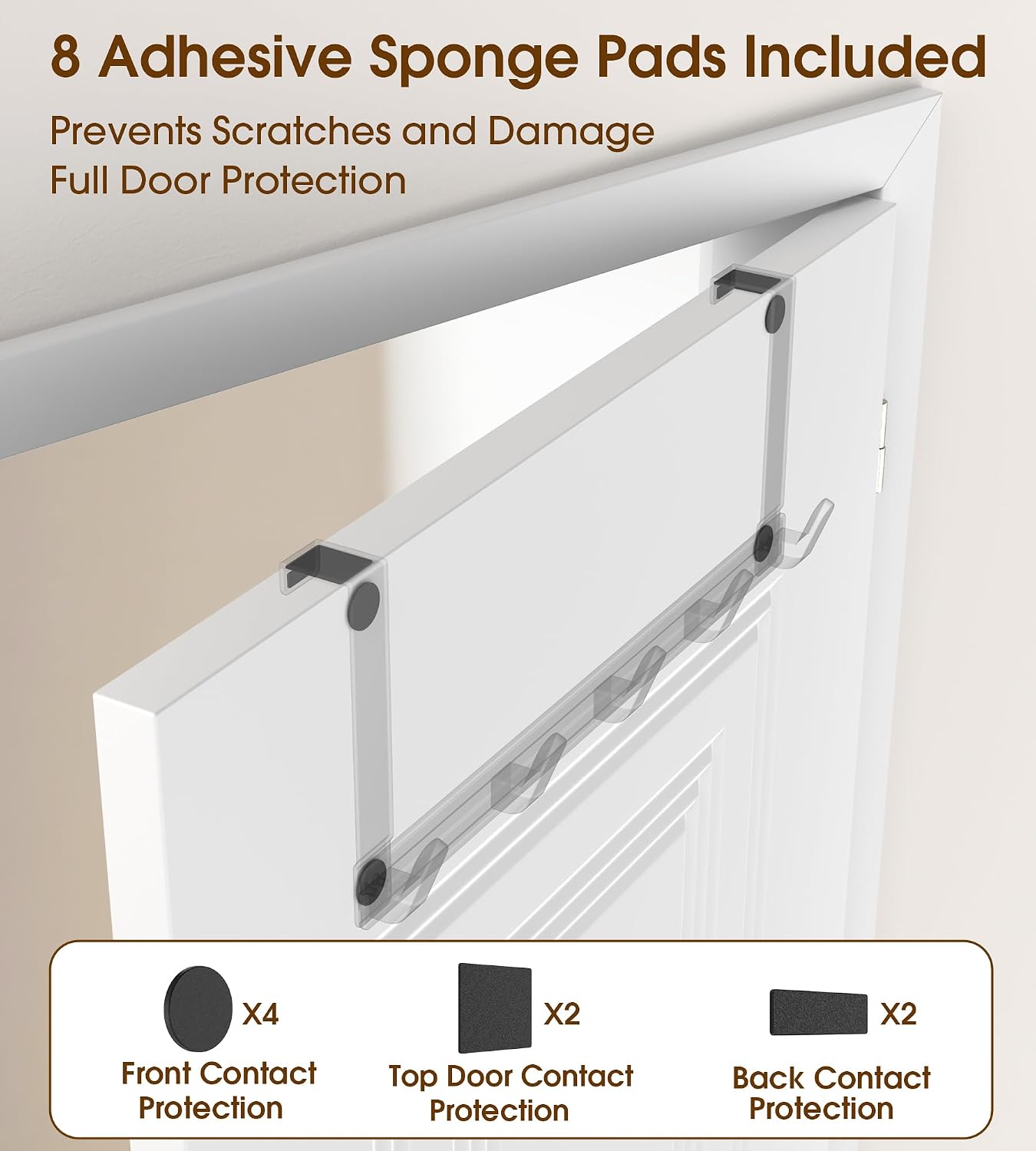 Detalle de KitchLife Coat Hooks-1 Pack Over-the-Door 5-Hook Organizer, Matte Black