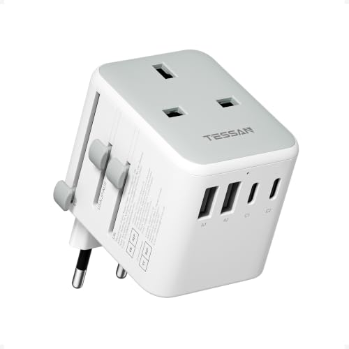 Detalle de TESSAN Universal Travel Adapter with 2 USB C and 2 USB A Ports