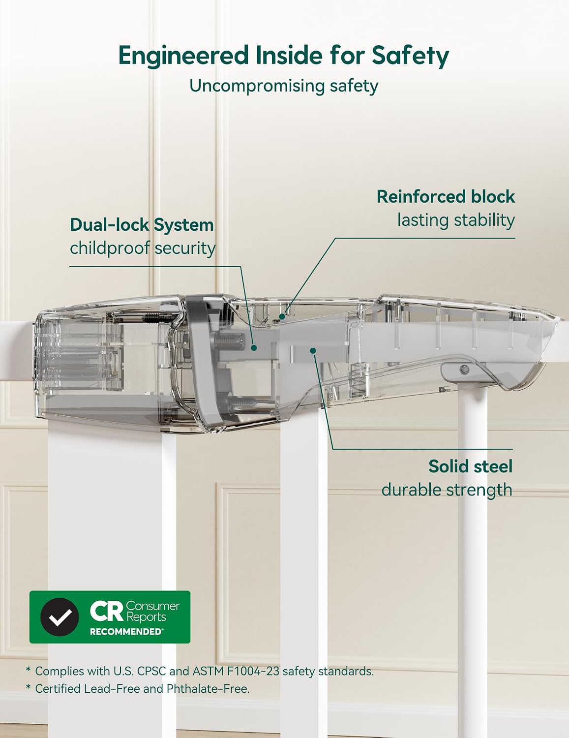Detalle 2 de BABELIO Safety Gate 26-40" for Doorways 📐