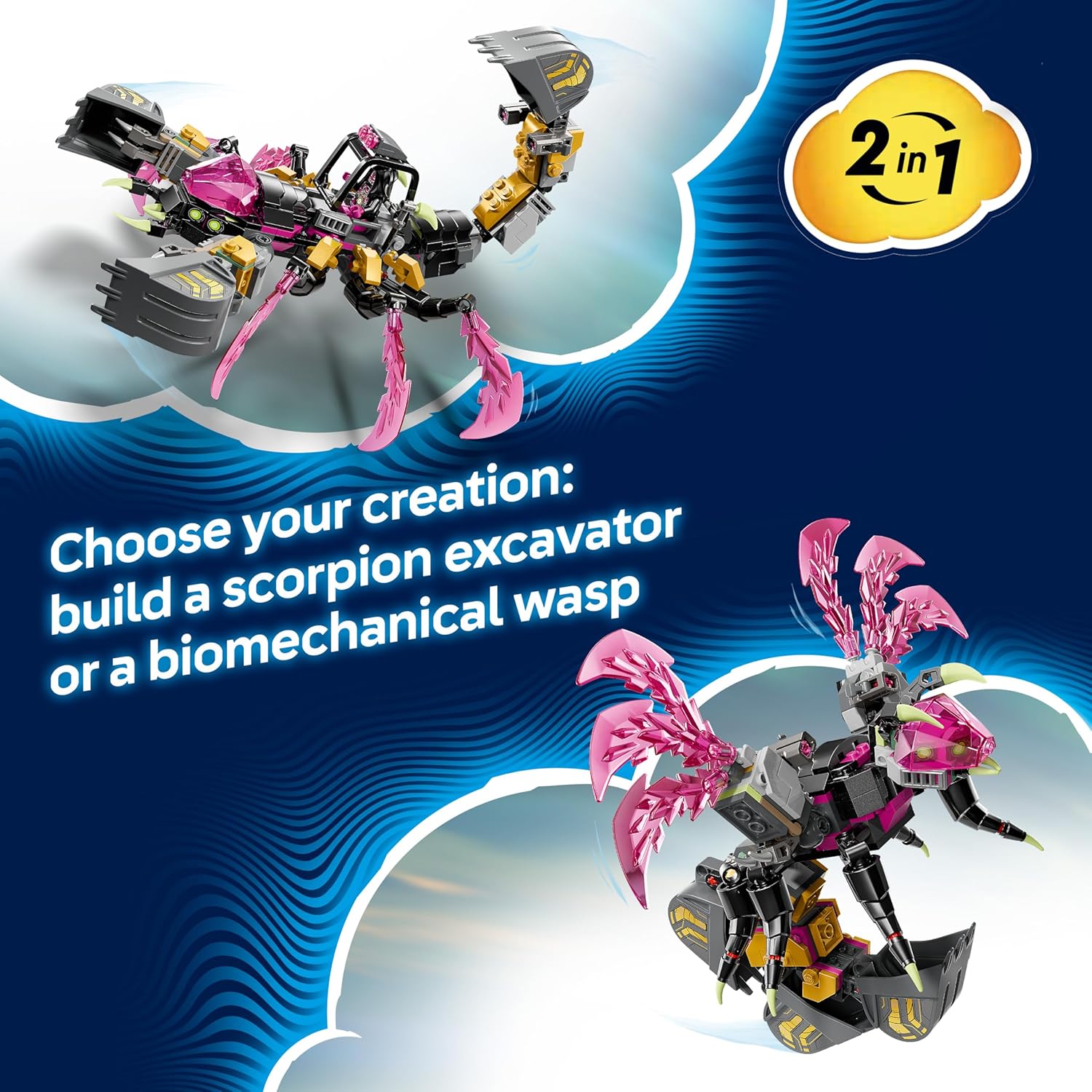 Thumbnail 2 de LEGO DREAMZzz 2in1 Nightmare Scorpion Digger 71513 – Includes 3 Minifigures, Biomechanical Wasp, Collectible Treasure Creature