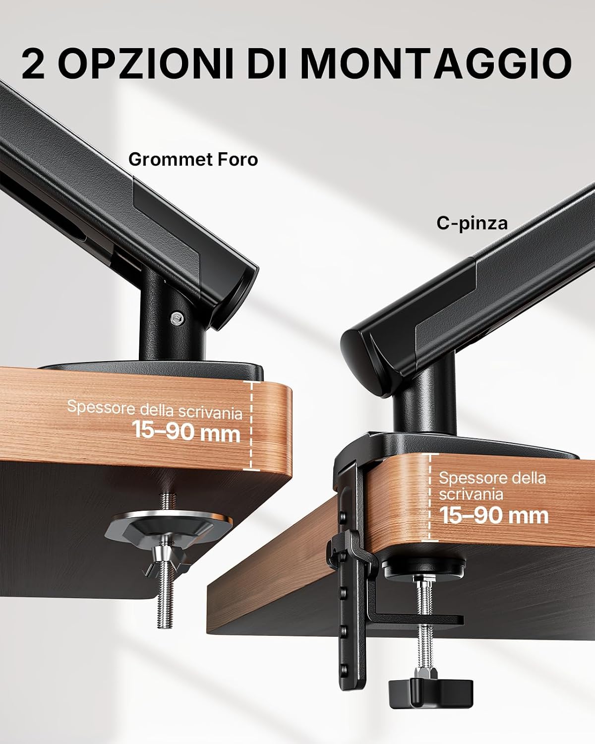 Thumbnail 6 de HUANUO Supporto Monitor 13–32” con Braccio MechaSpring – Montaggio VESA senza attrezzi e base con morsetto