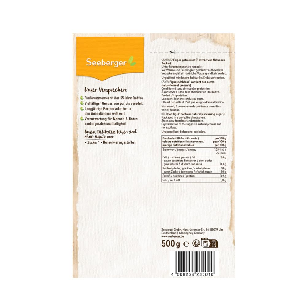 Detalle 2 de Seeberger Delikatess-Feigen 7er Pack (7 x 500 g) – sonnenverwöhnte Trockenfeigen, ohne Zuckerzusatz