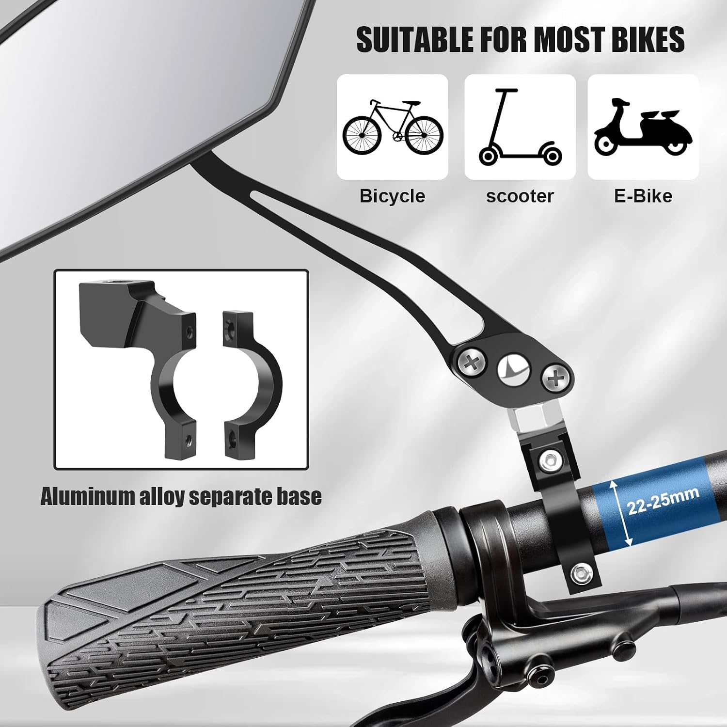Thumbnail 3 de Diyife HD Wide Angle Bicycle Mirror (2pc Pair) – 360° Adjustable, Explosion-Proof, for 22-25mm Handlebars