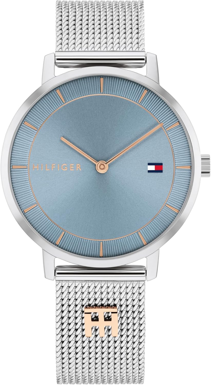 Thumbnail 6 de Tommy Hilfiger Analog-Quarzuhr für Damen mit Edelstahl-Meshband (35 mm, bis 3 bar) – Silber, Gold, Roségold oder Navy