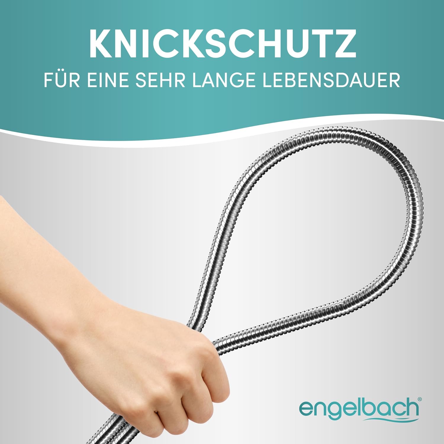 Detalle 2 de Engelbach Duschschlauch 2m mit doppeltem Verdrehschutz – Edelstahl, universal ½” Anschluss