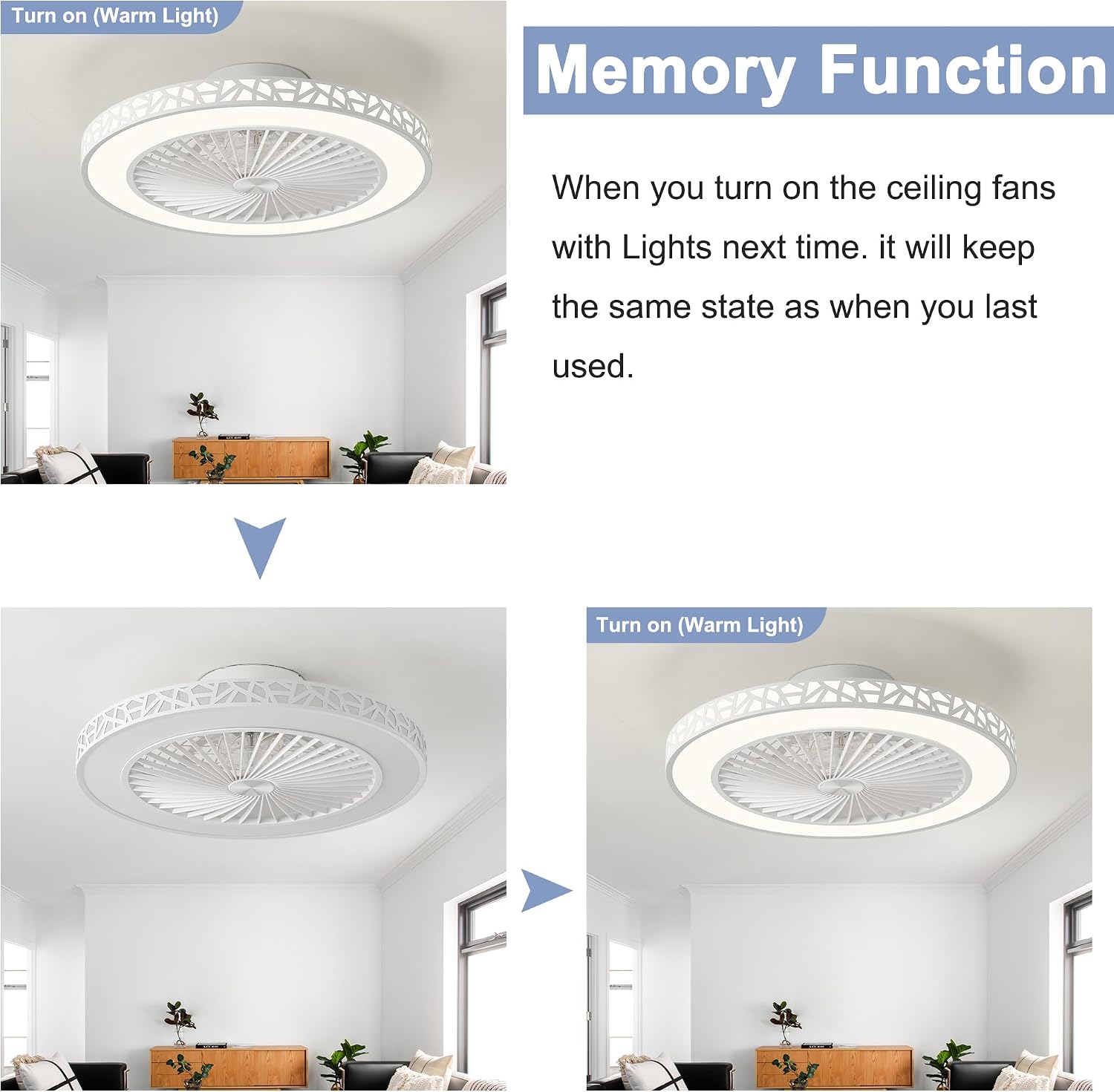 Detalle de Ceiling fan with light, 19-inch