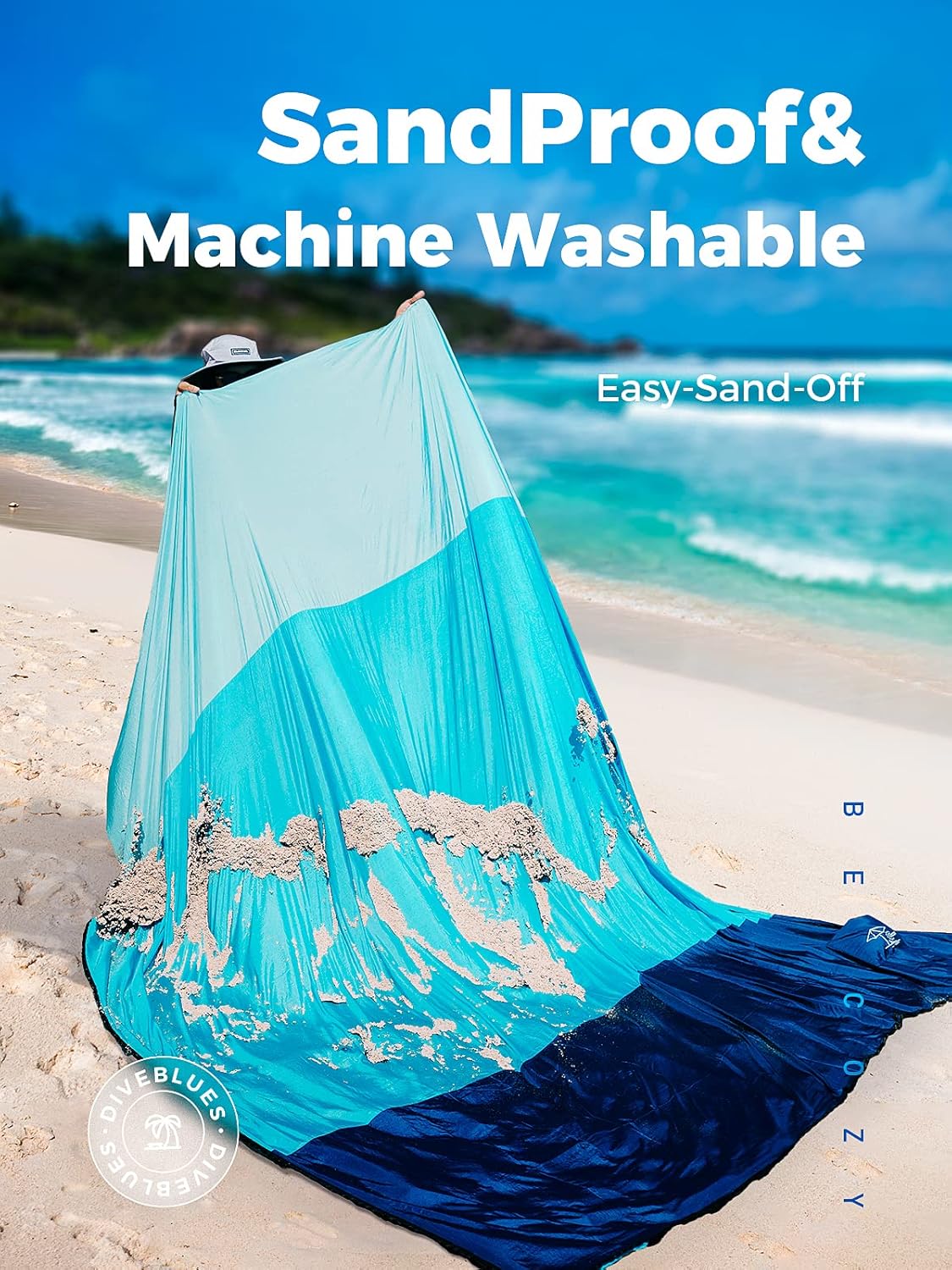 Thumbnail 2 de OCOOPA Couverture de plage 210 x 200 cm imperméable anti-sable, pique-nique & camping