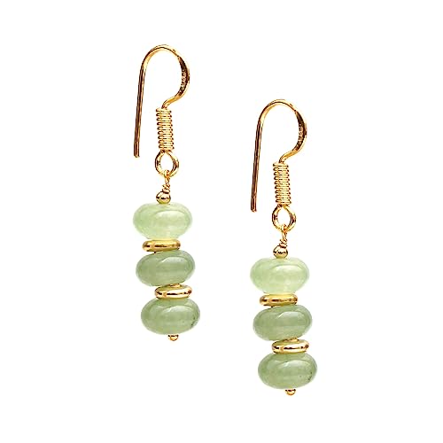 Detalle de GEMPiRES Nature’s Treasure: Natural Sage Green Prehnite Rondelle Bead Earrings