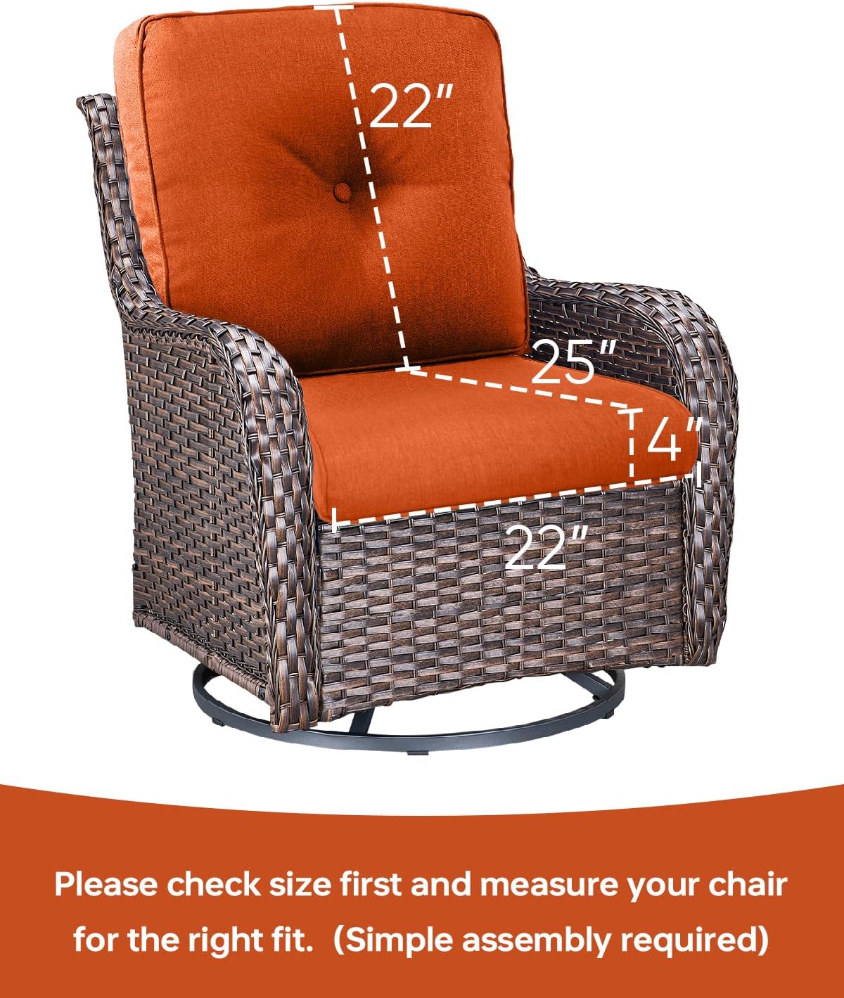 Thumbnail 2 de ACTREST ZBD006-6D Outdoor Chair Cushion Set, 4-Piece, 22 x 25-Inch Seats