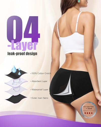 Thumbnail 3 de TANSTC Period Pants Heavy Flow 60ML Absorbency: Pack of 3 Black XS