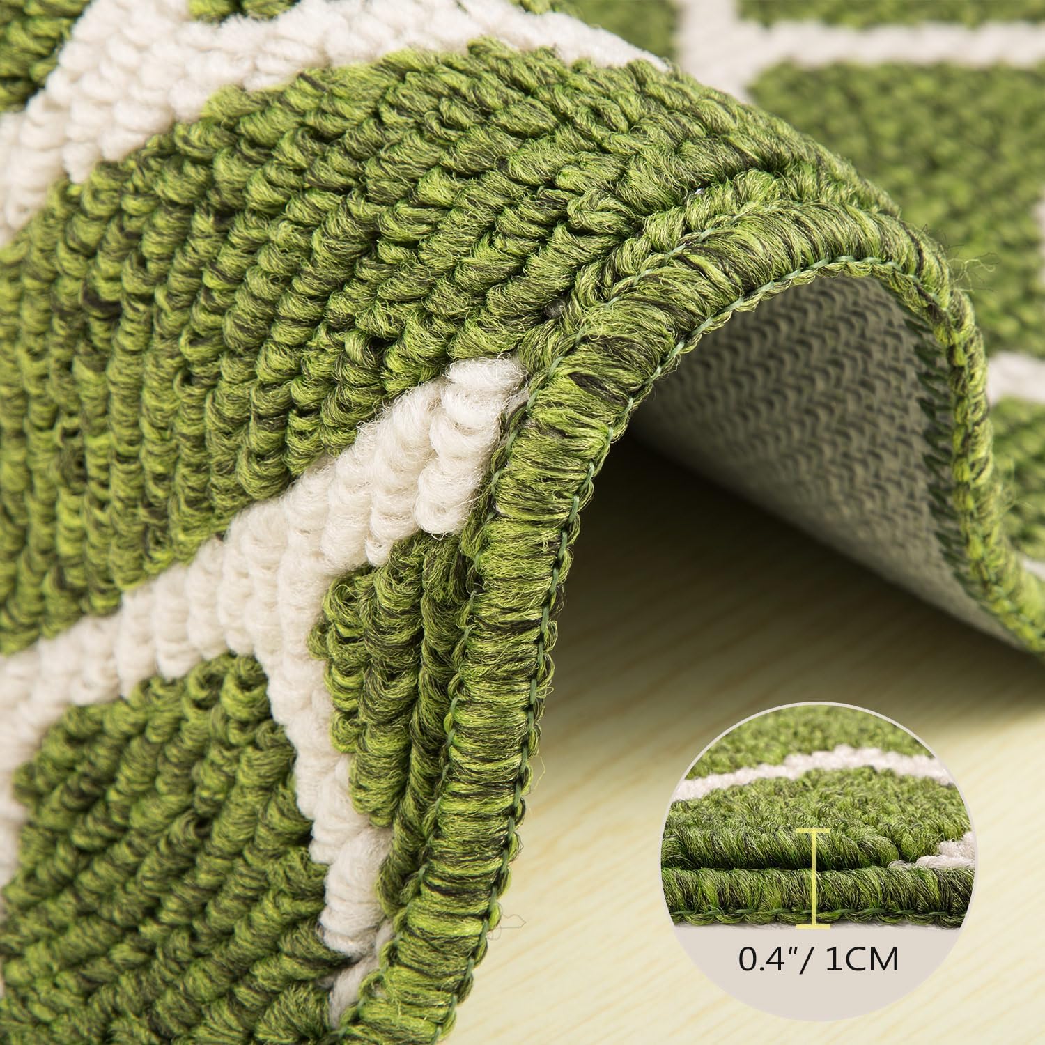Detalle de hicorfe Indoor Doormat (Sage Green) 20" x 31.5" TPR Non-Slip, Low-Profile Washable Entryway Mat