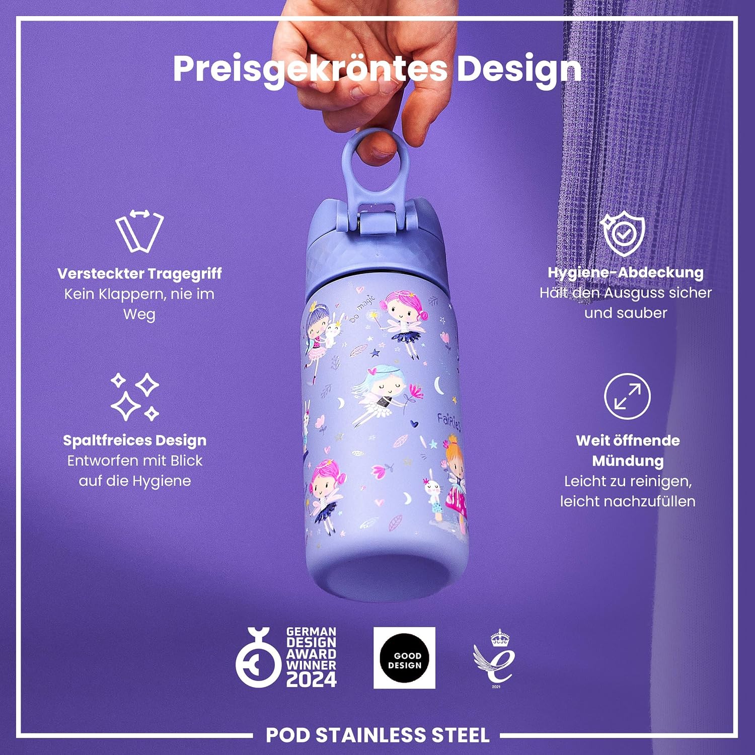 Detalle 2 de ion8 Kinder Trinkflasche 400 ml 🥤