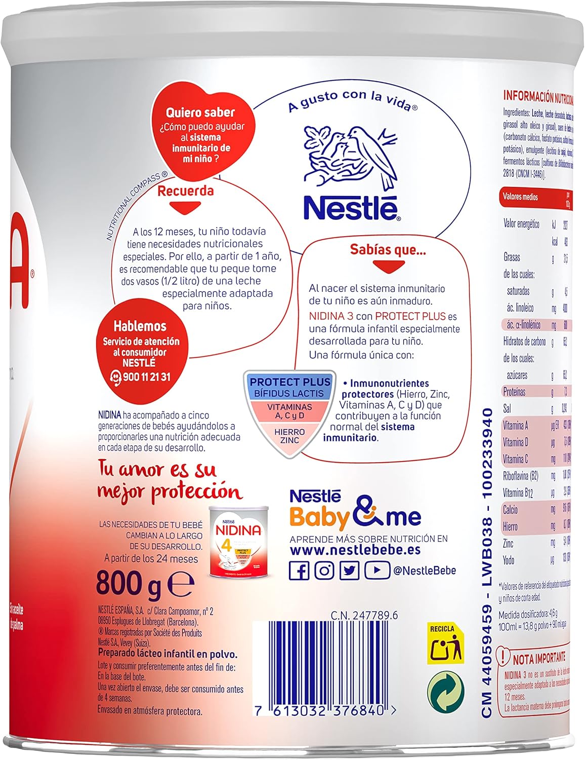 Thumbnail 4 de Nestlé NIDINA 3 Leche de crecimiento en polvo 2x800g