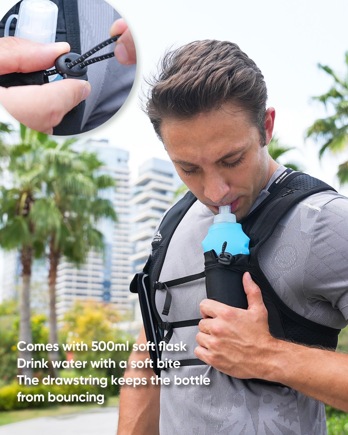 Detalle de Zelvot Running Vest for Women and Men with 500ml Soft Flask
