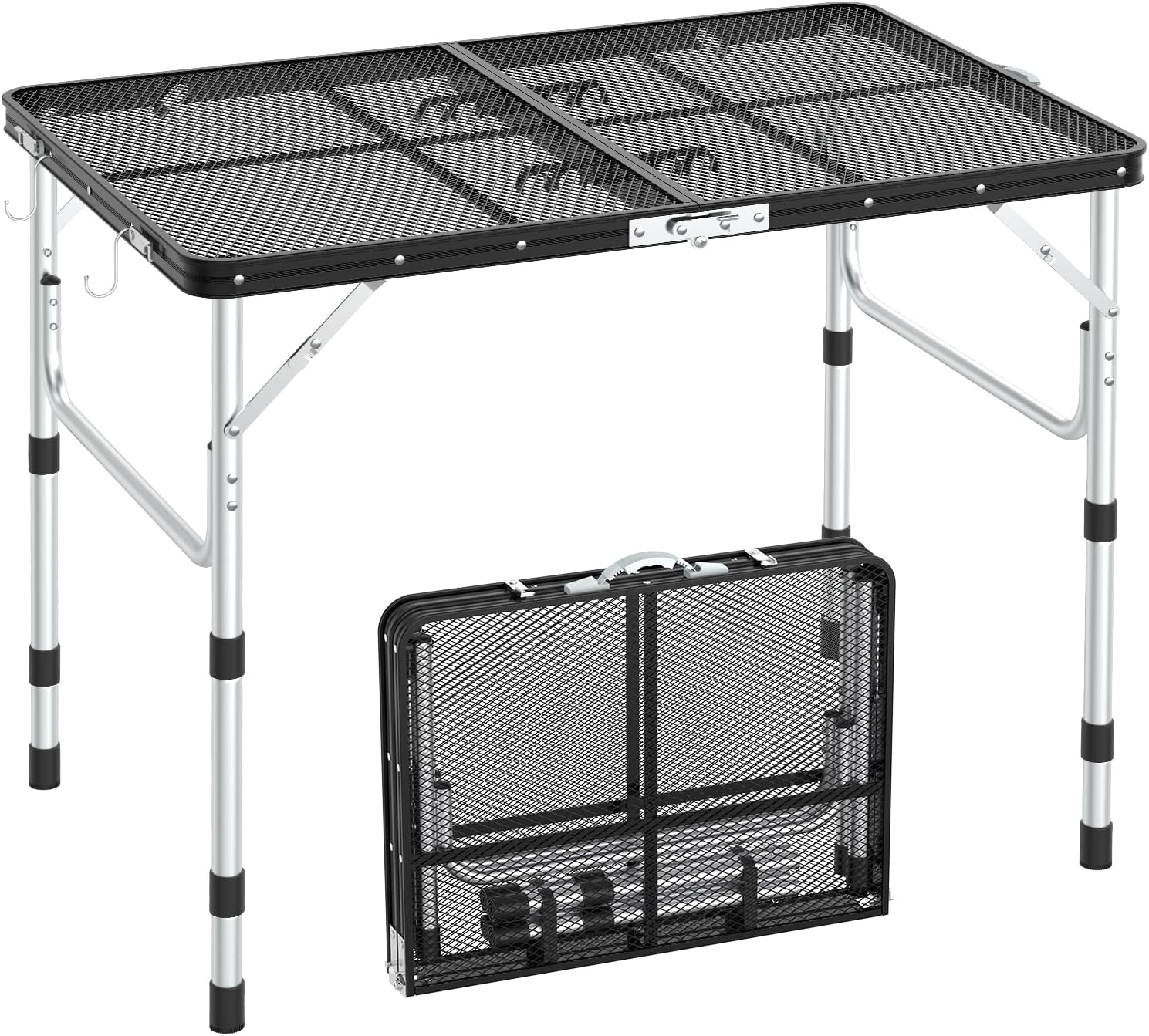 Detalle de Sportneer Y21-80600-98 Folding Grill Table, Adjustable Height, Heat-Resistant Metal Mesh