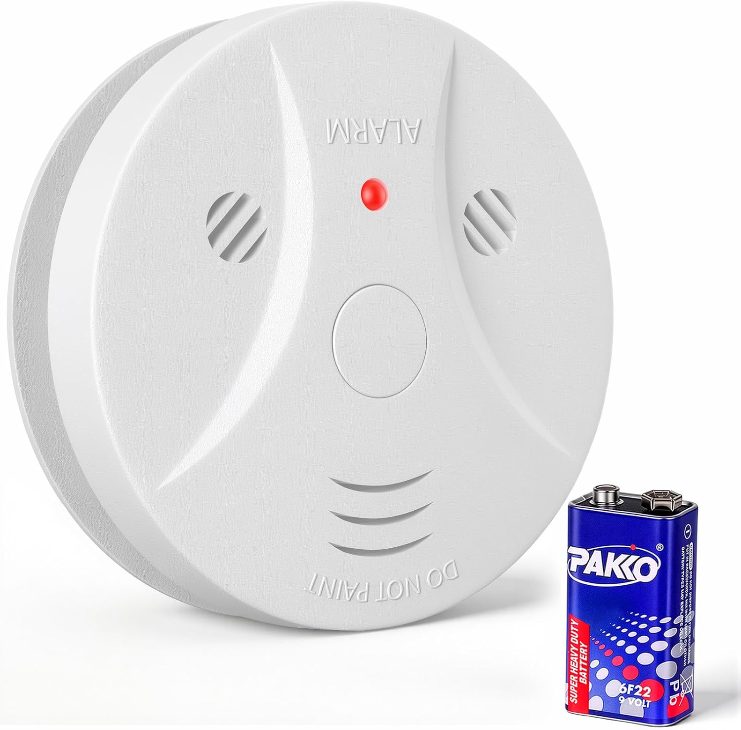 Detalle de Kitire Smoke Alarm for Home: 9V Battery Powered Smoke Detector with Test Button