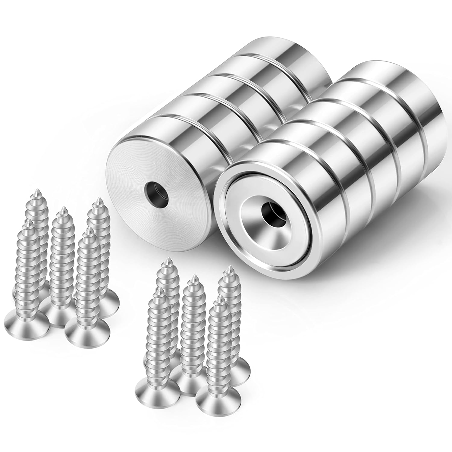 Neosmuk Magnets with Hole, 10kg: Heavy-Duty Round Cup Magnets for Walls and Tool Racks (Pack of 10)
