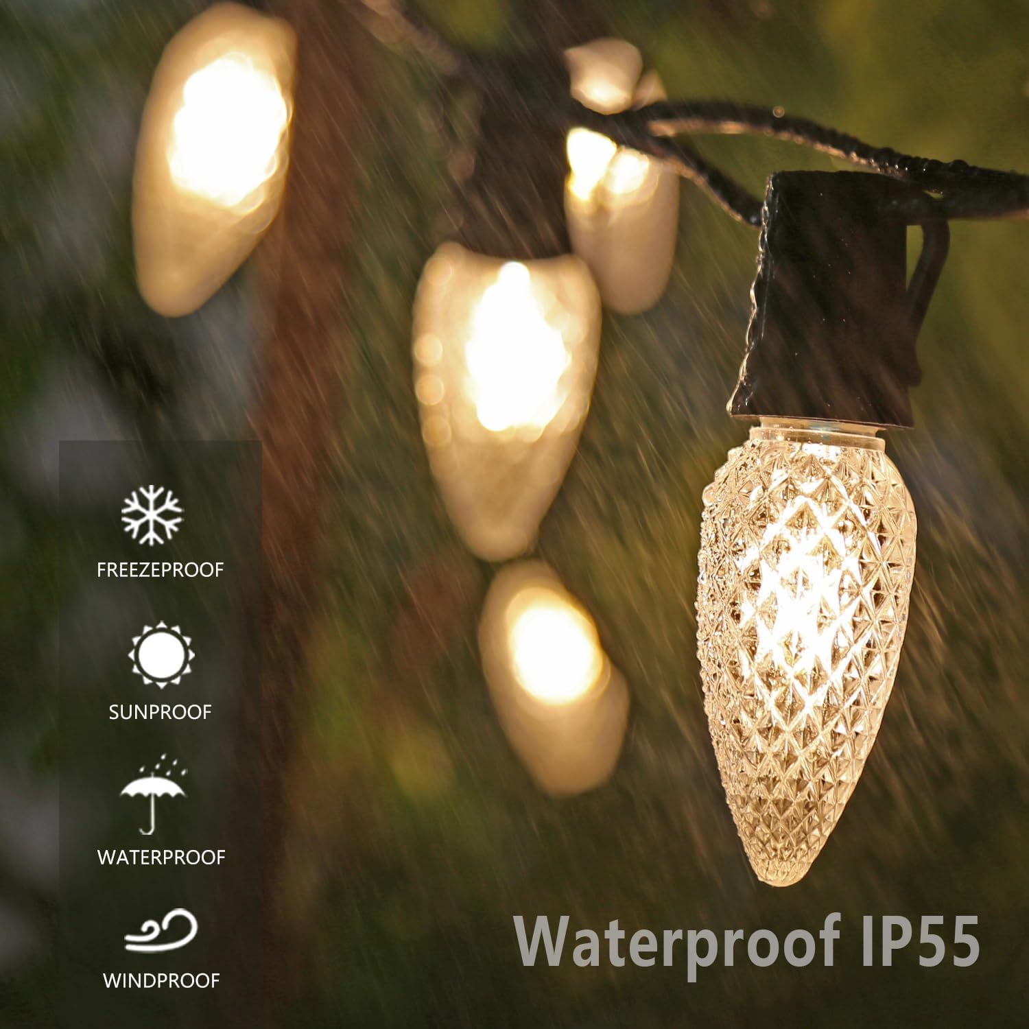 Detalle 2 de Austin Coast C9 LED Christmas Bulbs, 100-Pack, 2700K Warm White, E17 Base