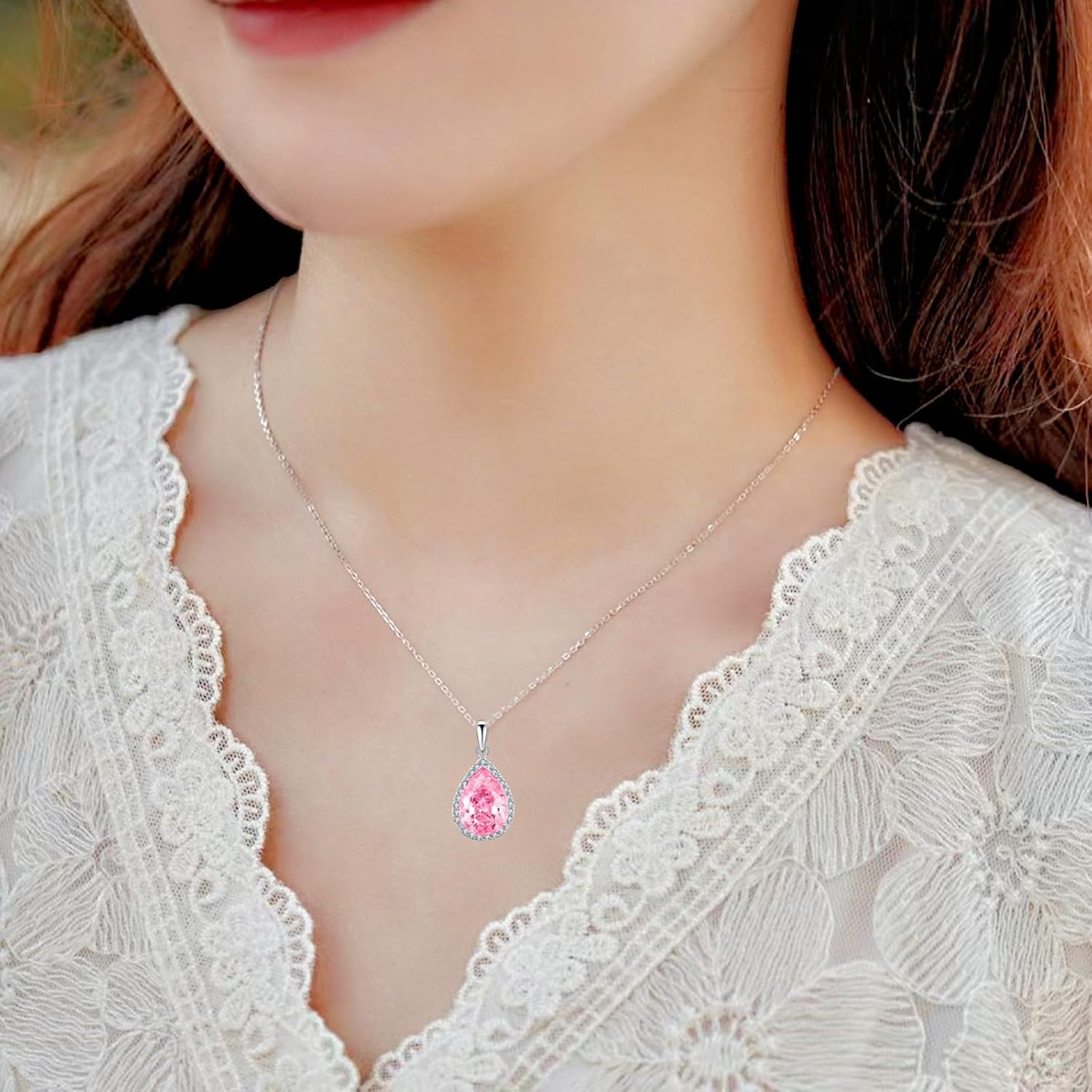 Detalle 2 de VONSSY Collier pendentif ovale pierre de naissance đ