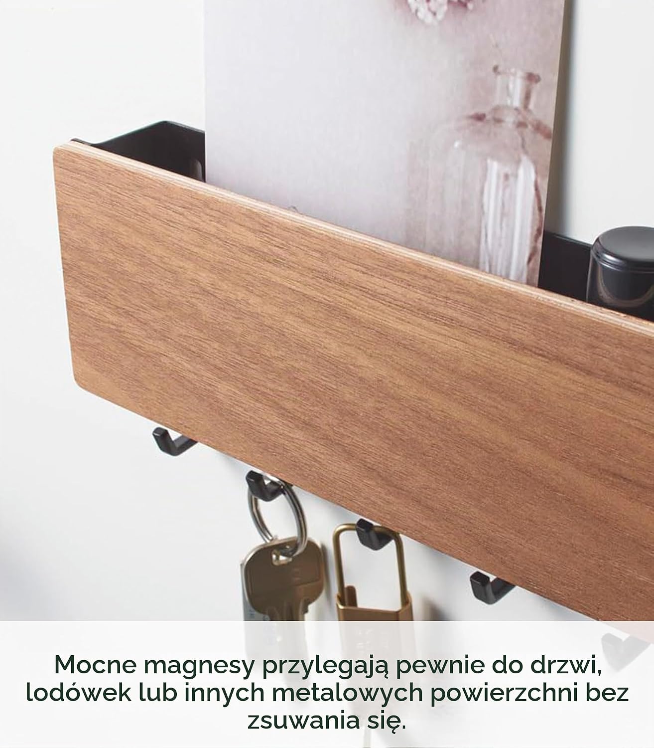 Detalle de Yamazaki RIN 2729 magnetyczny wieszak na klucze z tacą i 5 haczykami