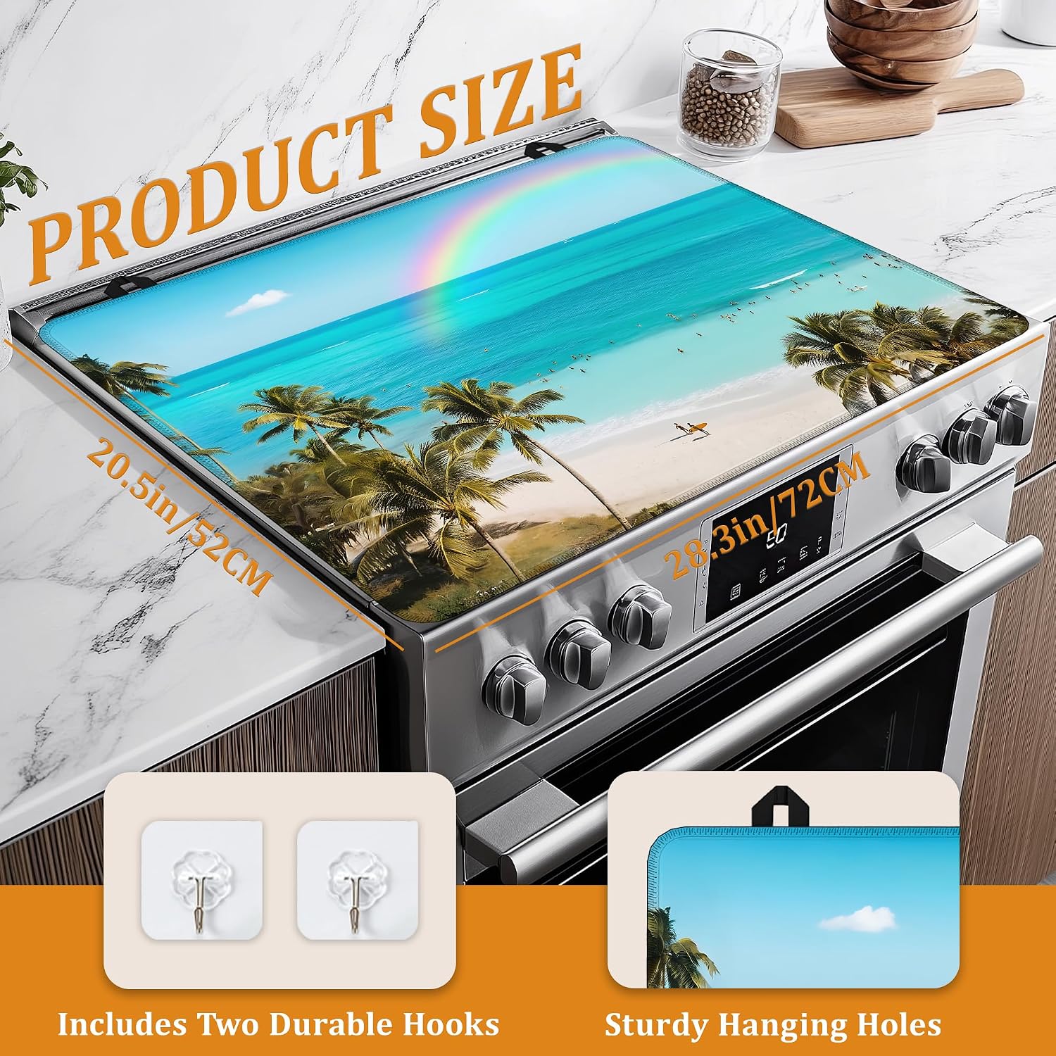 Detalle 2 de YIKTI Tropical Palm Tree Stove Top Cover, 28 x 20 Inch Heat-Resistant Mat