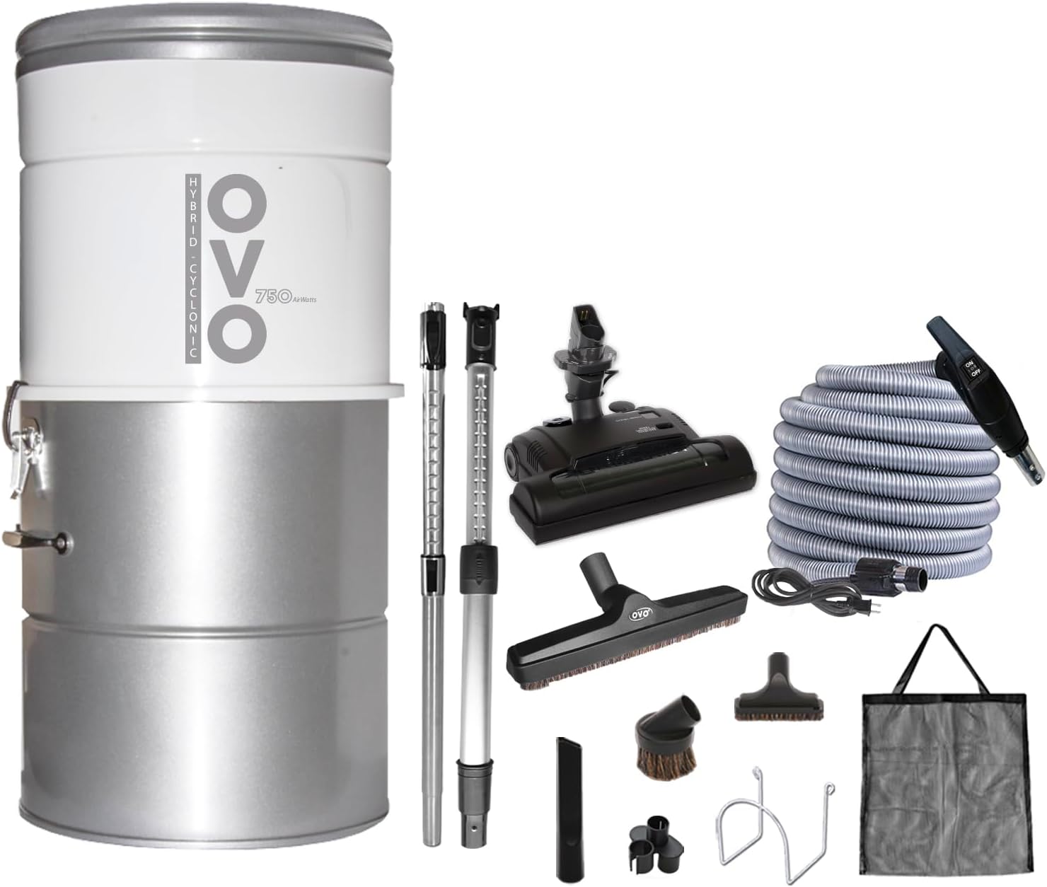 Detalle de OVO PAK7525CD-35 Central Vacuum System, 750 Airwatts, 25 L, 35 ft Kit