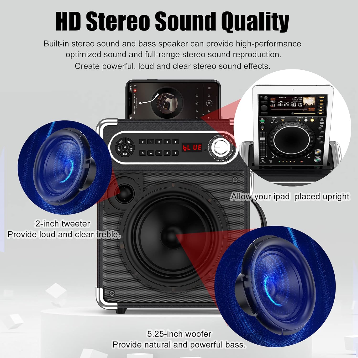 Detalle 2 de JAUYXIAN Portable PA Speaker with 5.25-Inch Subwoofer