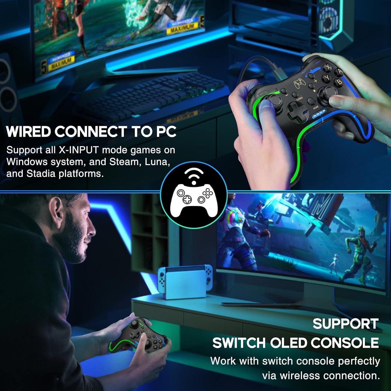 Thumbnail 6 de ELISWEEN Wireless Switch Controller with RGB Lighting, Turbo and Adjustable Vibration
