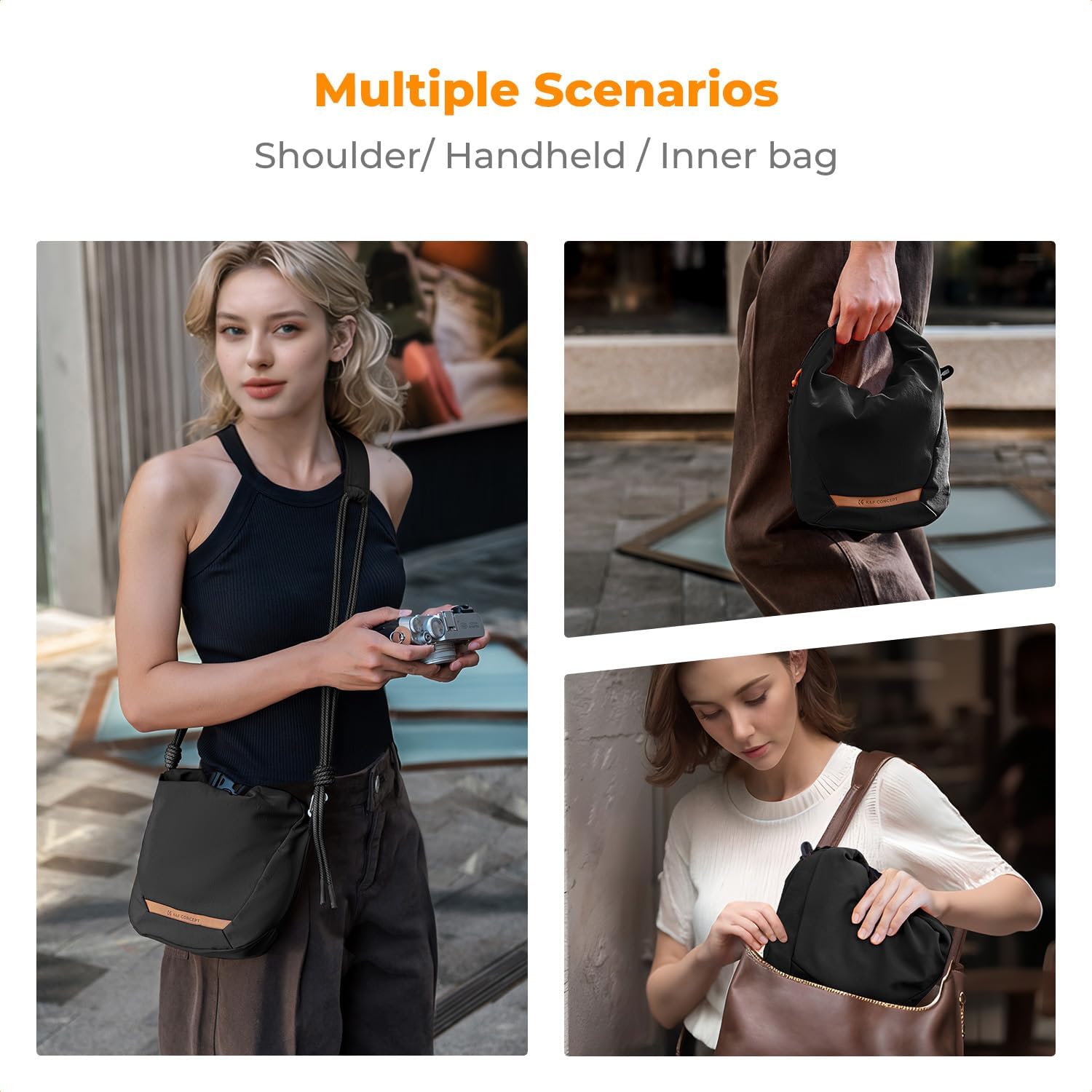 Detalle de K&F CONCEPT Borsa Fotocamera a Tracolla: stile e protezione per kit compatto