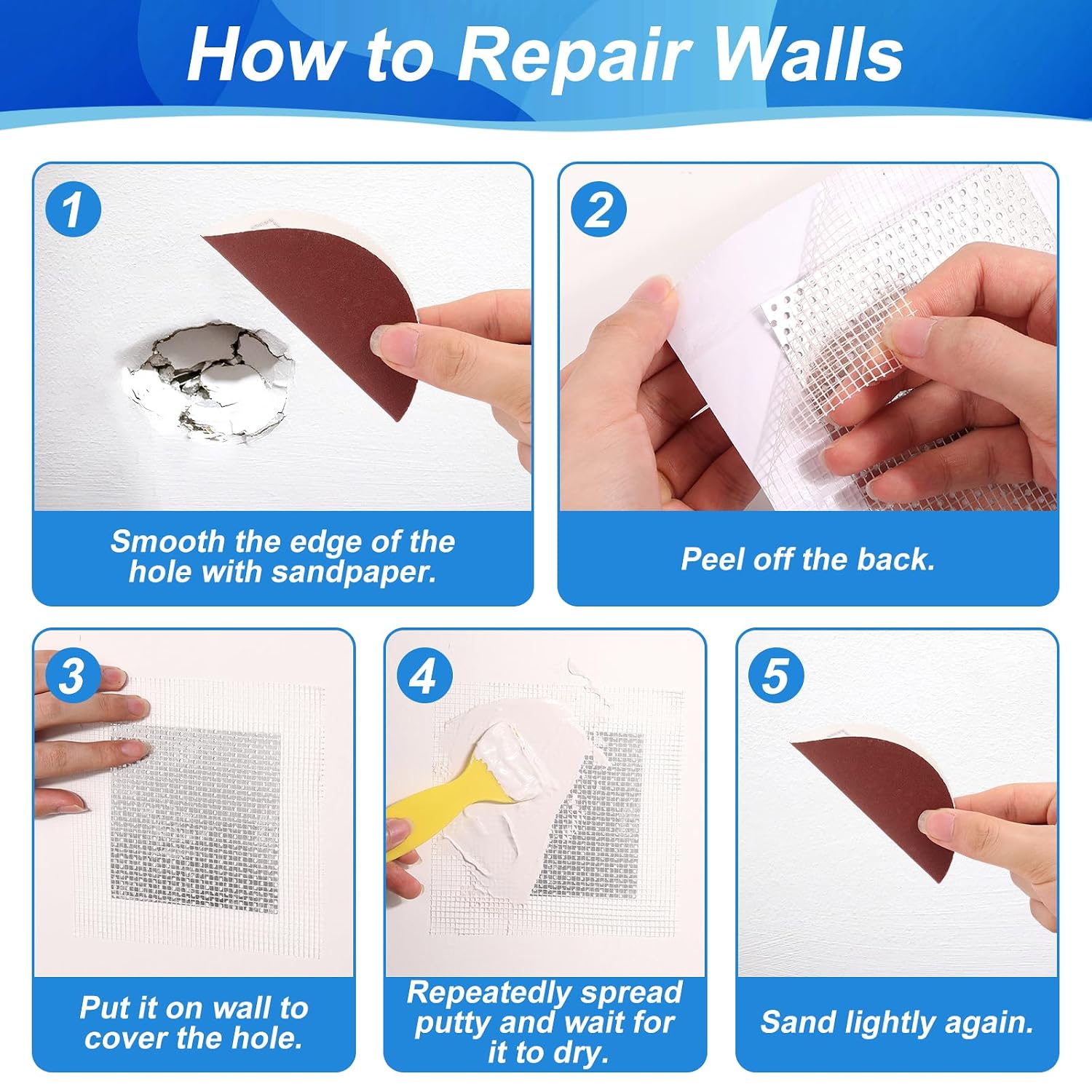 Detalle de LifeisLuck LX0103 Drywall Repair Kit with 8.8 fl oz White Paste