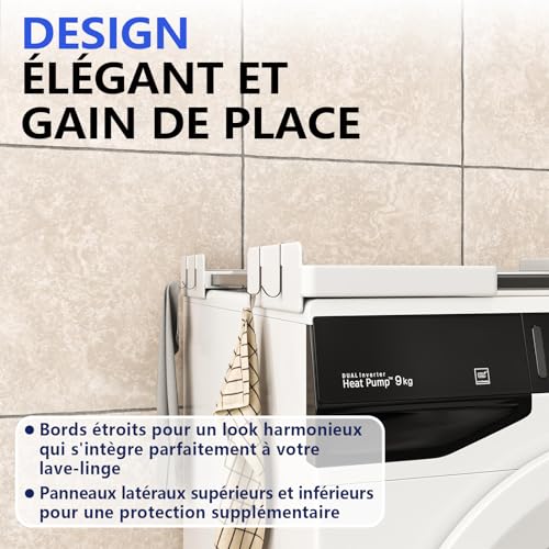 Detalle de JHCHU Slimline Kit d'empilage pour Lave-Linge et sèche-Linge – Cadre Universel Ultra Fin, 45–68 cm
