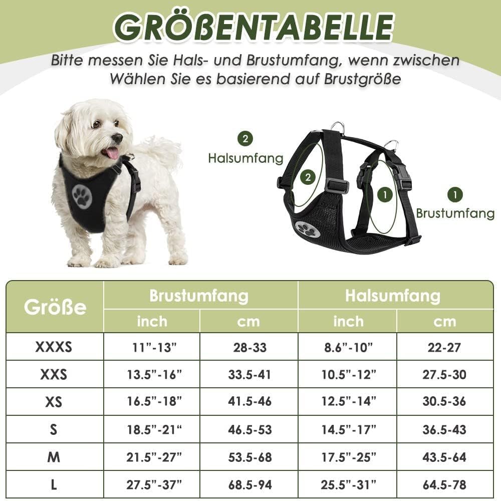 Detalle de SlowTon Hundegeschirr mit Sicherheitsgurt für Auto – Doppellagiges atmungsaktives Latex-Netzgewebe, Größe L (Schwarz)