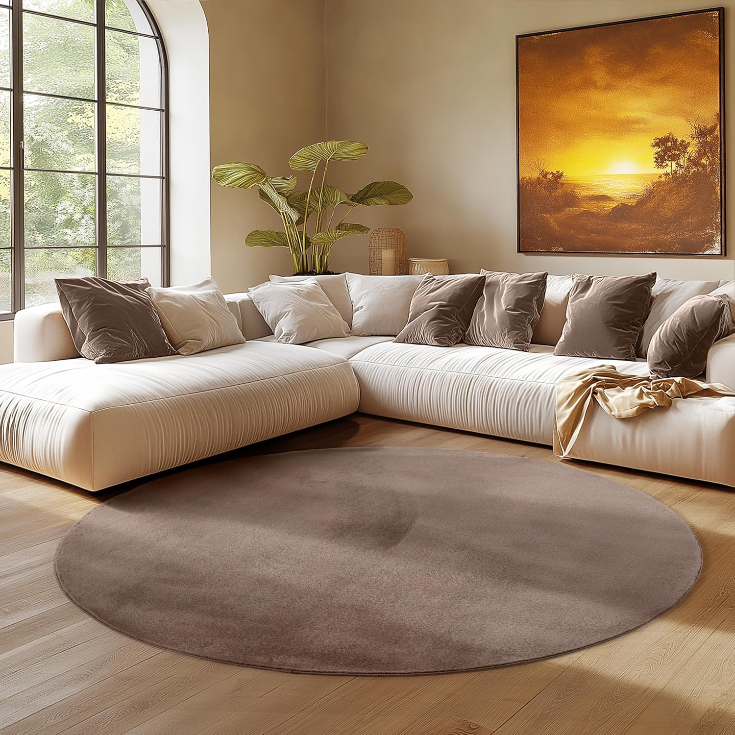 Detalle de SIMPEX Teppich Wohnzimmer Rund 160 cm
