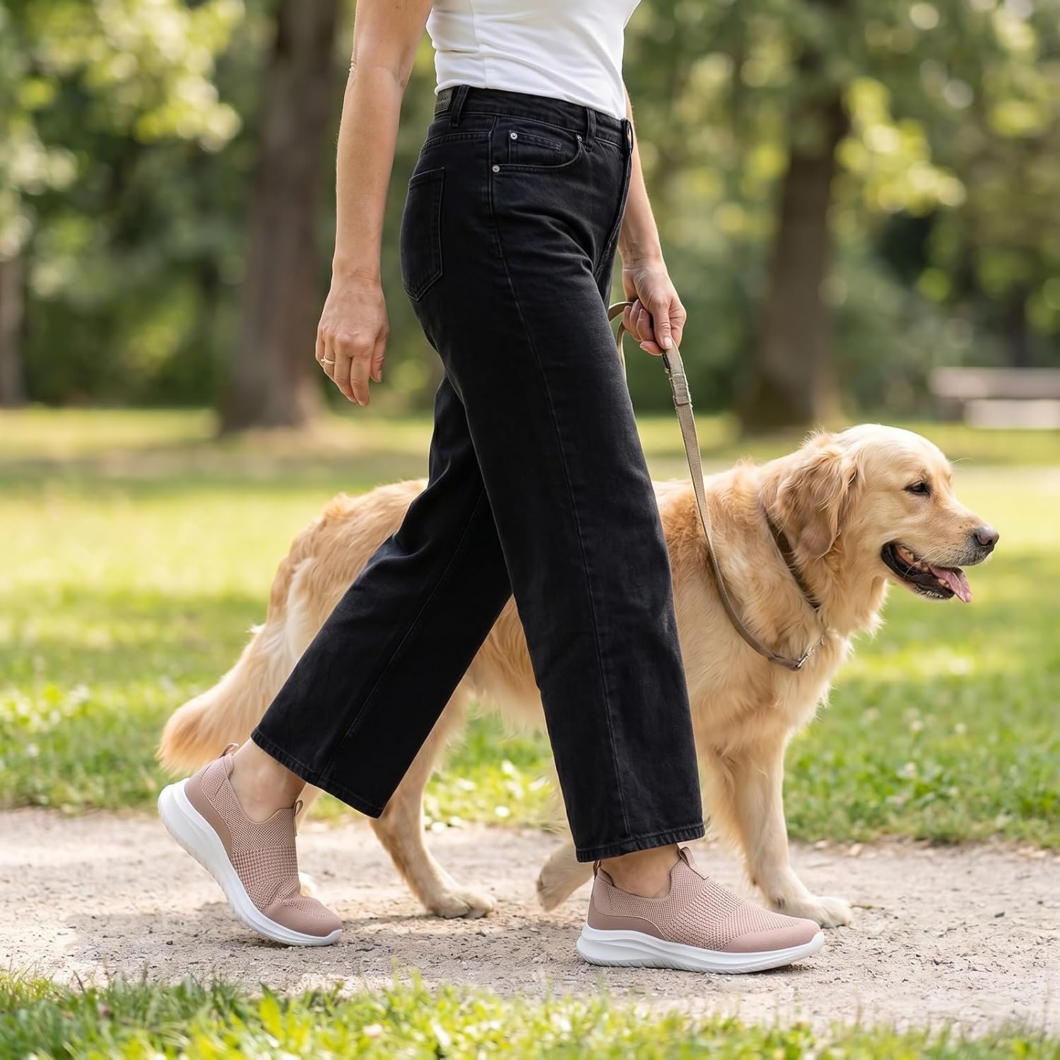 Detalle de TIOSEBON Damen Walking Tennisschuhe Strick – Leichtgewicht, atmungsaktiv und slip-on
