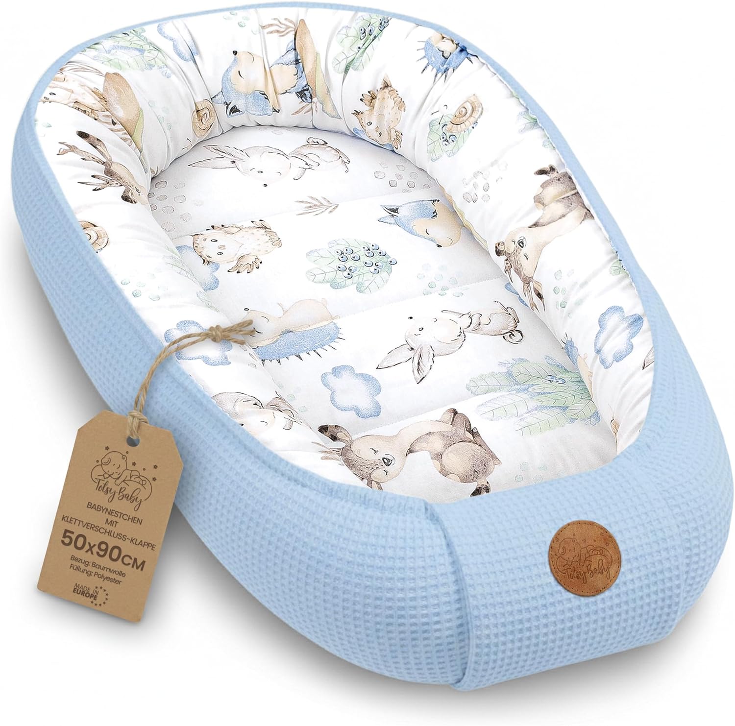 Thumbnail 6 de Riduttore lettino neonato 50x90 cm baby nest antisoffoco Beige con stelle bianche