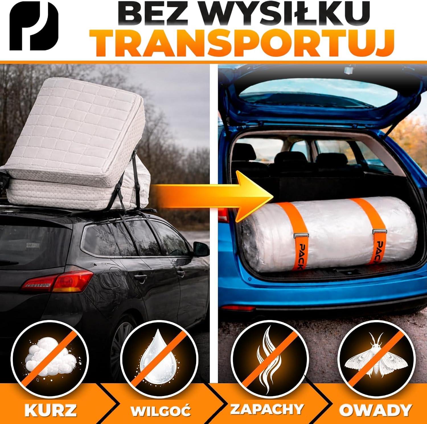 Detalle 2 de PACKDUDE PD-VB-BE-P2 – worek próżniowy na materac 240 × 200 cm, do 33 cm