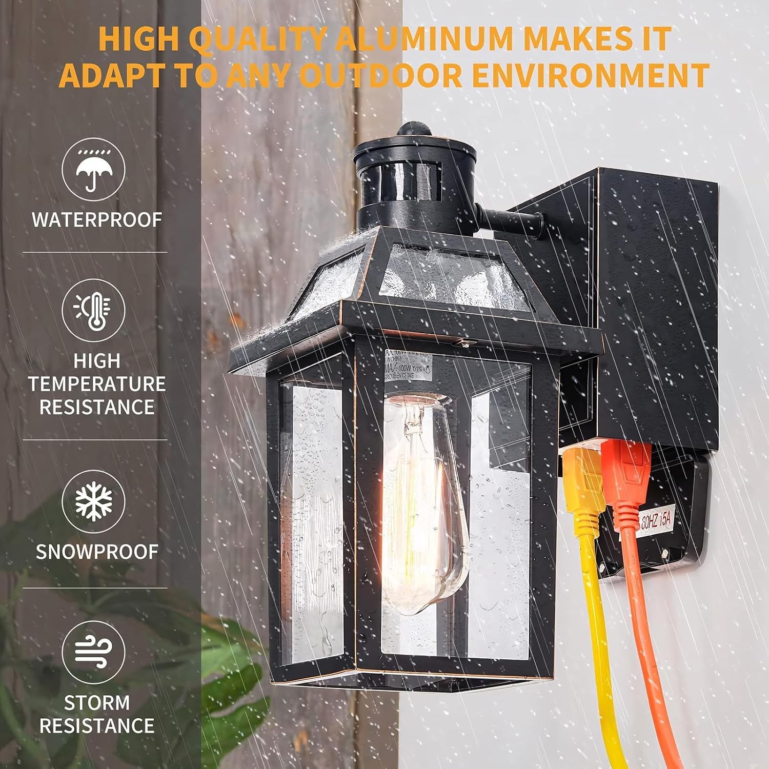 Detalle 1 de YISURO yx-101-1 Outdoor Wall Sconce with GFCI Outlets and 3 Lighting Modes