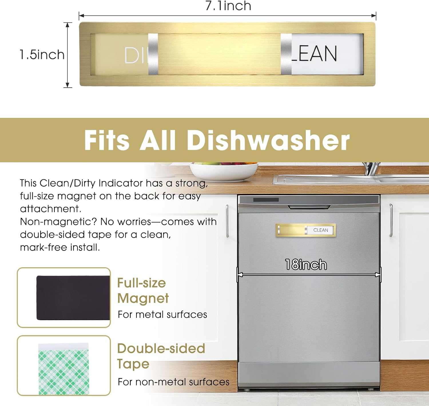 Thumbnail 1 de Dishwasher Magnet Clean Dirty Sign ⚙