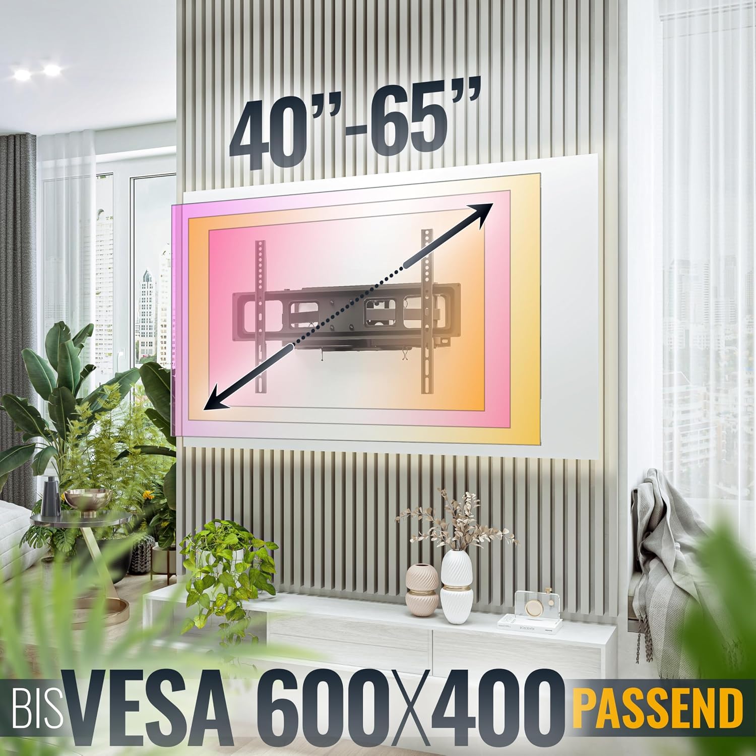 Thumbnail 3 de RICOO TV-Wandhalterung S5264 für 40–65 Zoll, schwenkbar & neigbar, VESA 600×400 bis 40 kg