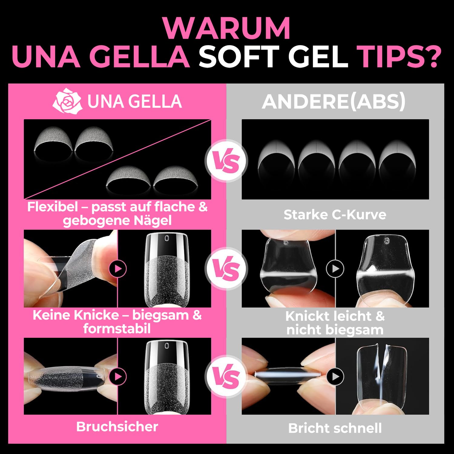 Thumbnail 6 de UNA GELLA Kurze Quadrat Tips 216 💅
