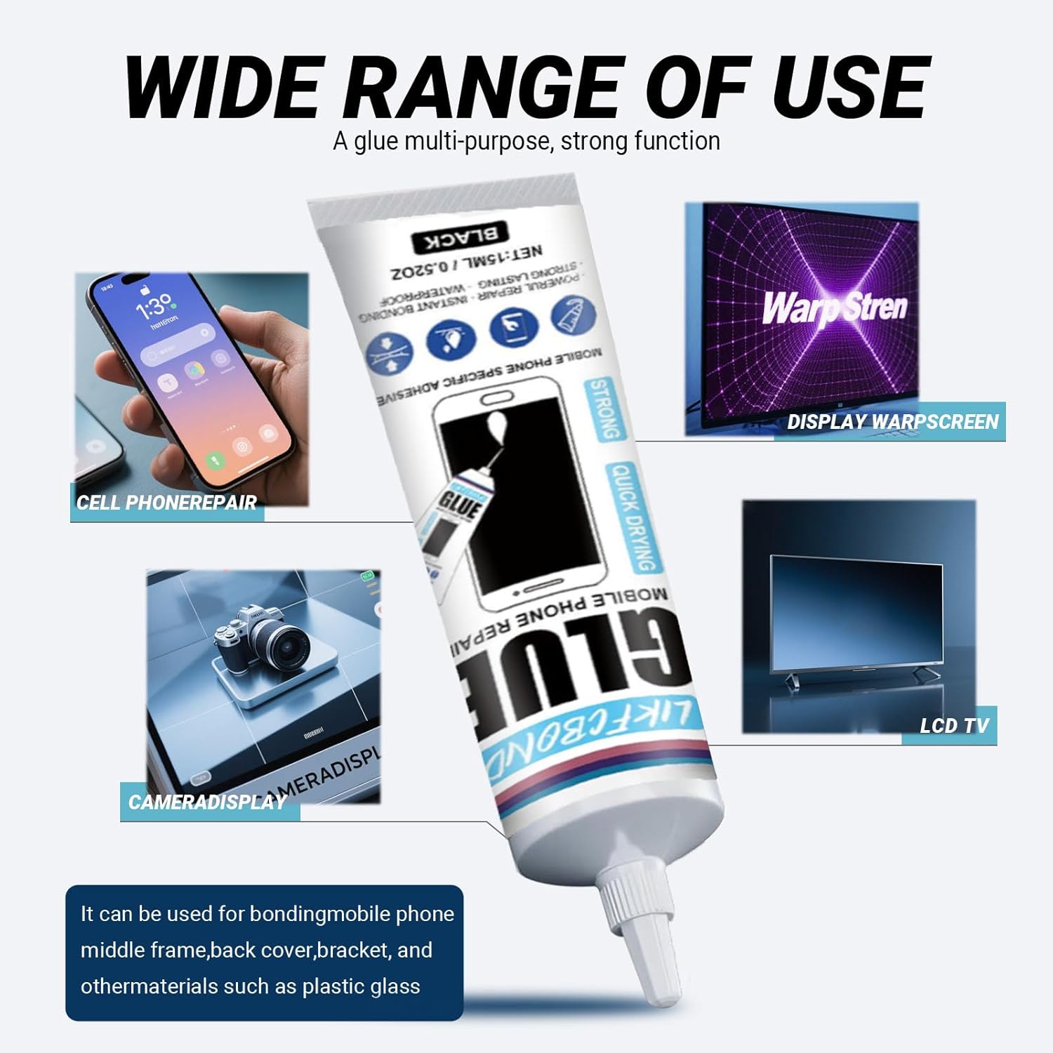 Thumbnail 5 de LIKFCBOND 2 Pièces 15ML Colle Écran Smartphone – Kit réparation précis et flexible