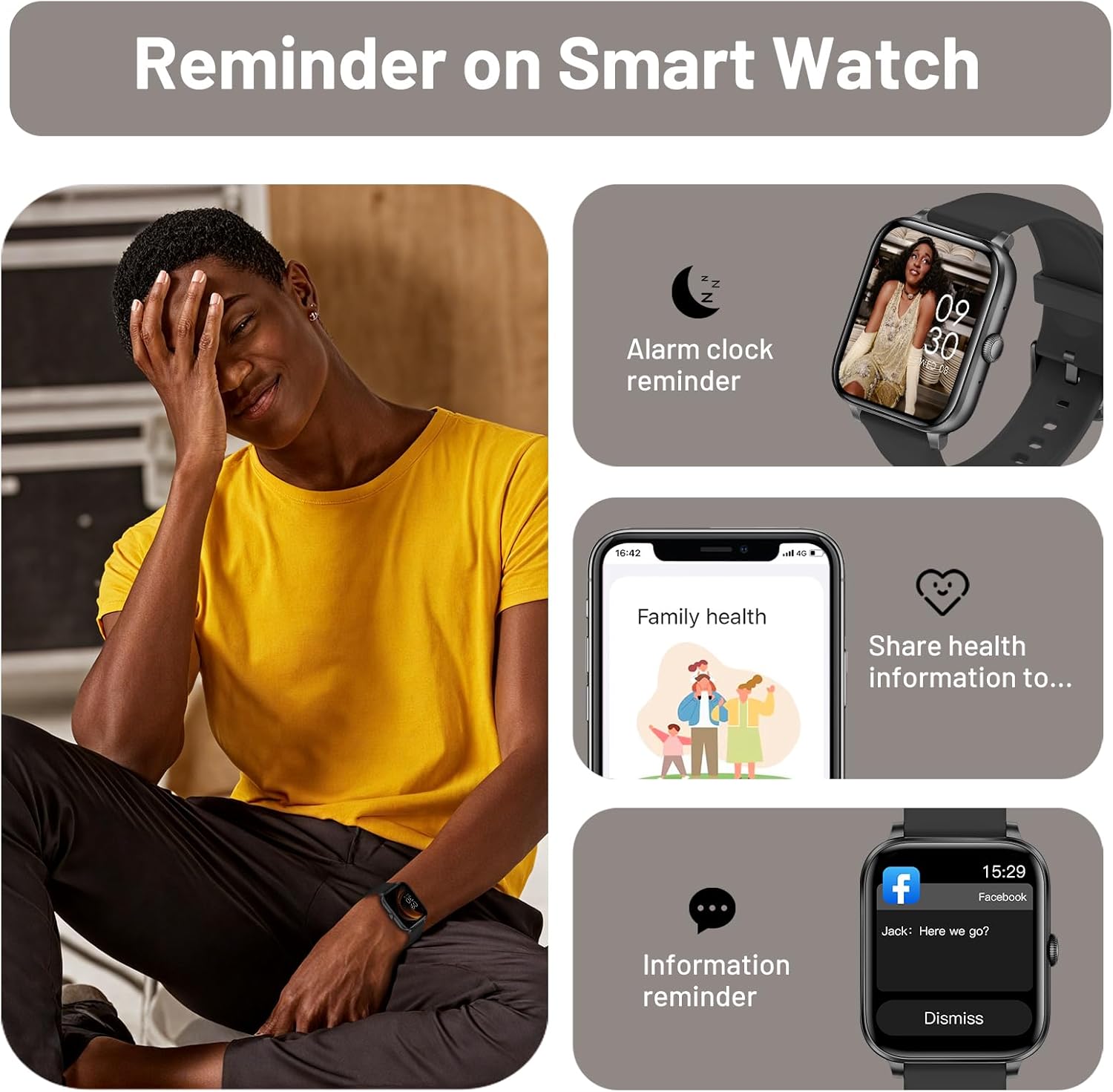 Thumbnail 5 de Smart Watch for Men & Women with 1.83" HD Touchscreen, 123+ Sports Modes, Bluetooth Calling and Health Tracking