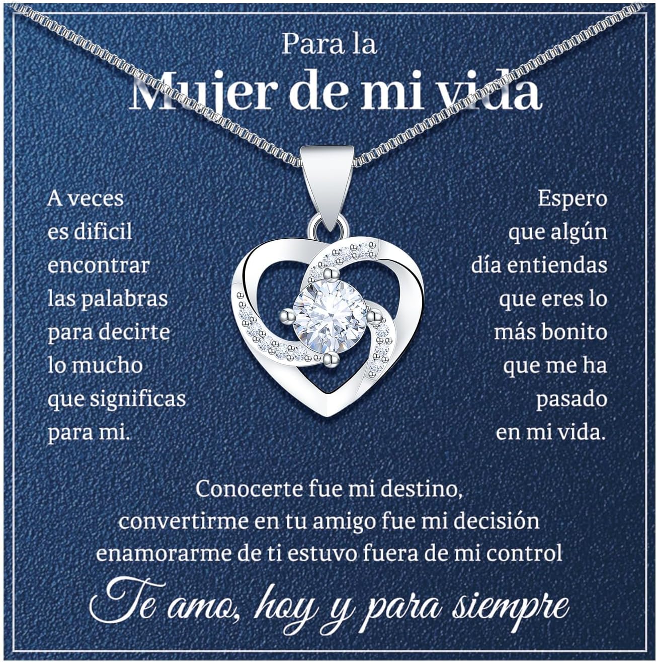 Detalle 2 de BOCHOI collar Día de la Madre en plata de ley 925 con colgante de corazón