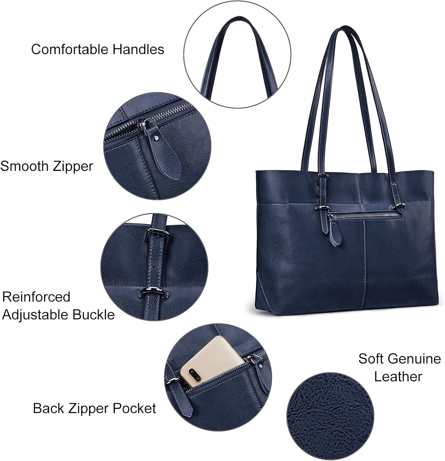 Thumbnail 5 de S-ZONE sac fourre-tout en cuir féminins grand format