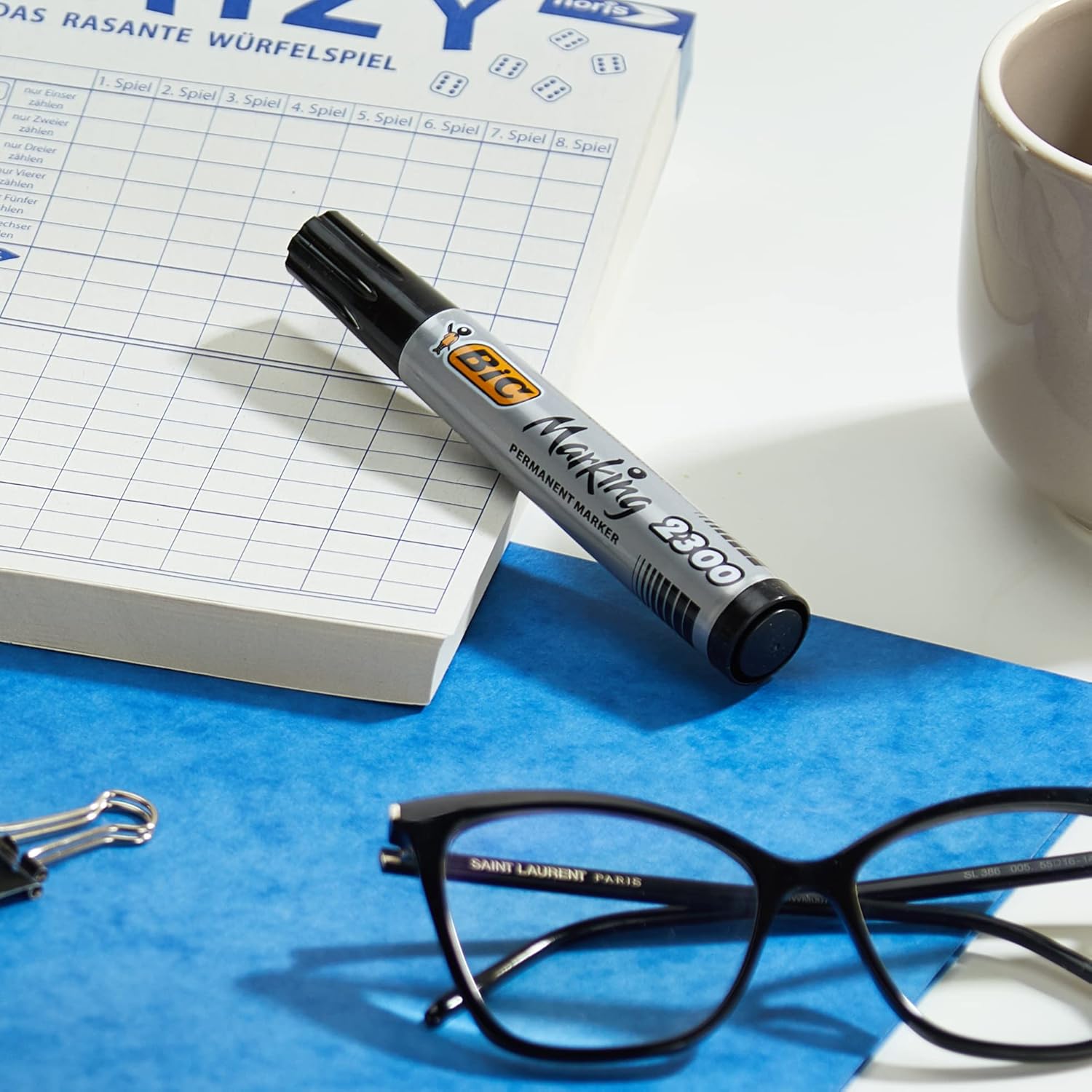 Thumbnail 1 de BIC Marking 2300 ECOlutions Marqueurs Permanents à Pointe Moyenne Biseautée – Noir, Boîte de 12