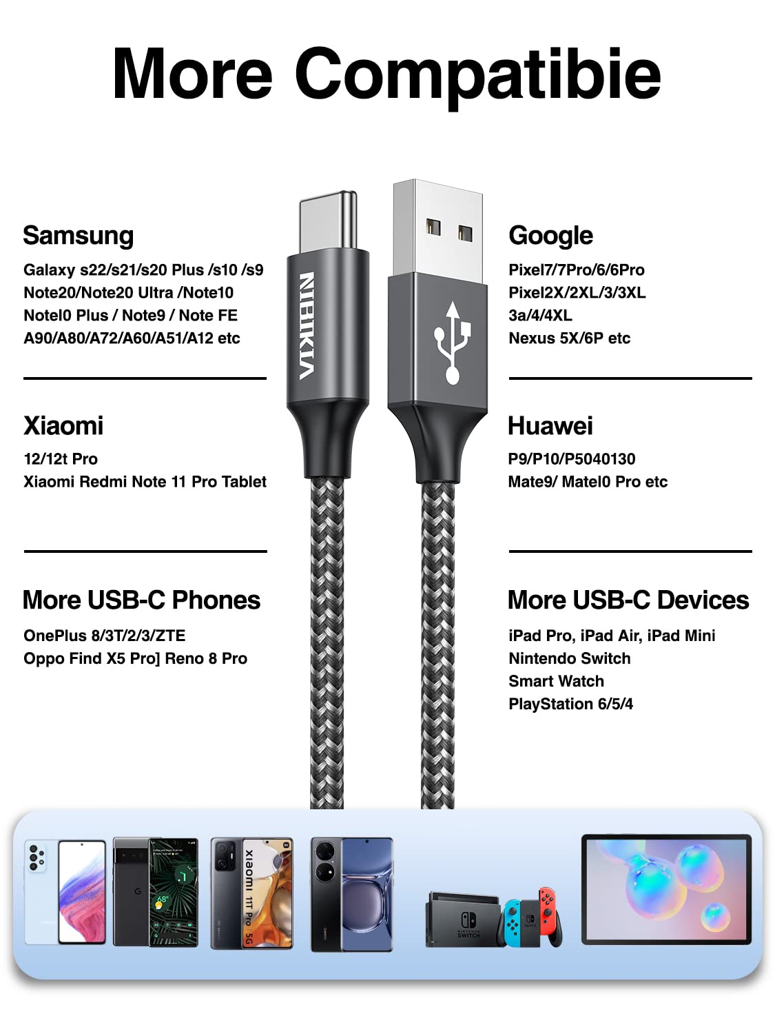 Thumbnail 5 de NIBIKIA USB C Kabel 2M+2M Typ C Ladekabel
